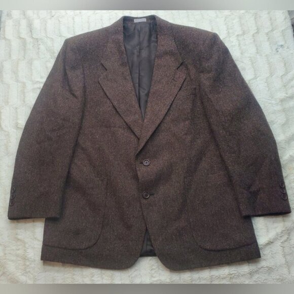 Vintage 90s Tip Top Mens Sport Coat Jacket Speckled Brown Orange Deep Pocket 40R - Picture 1 of 12
